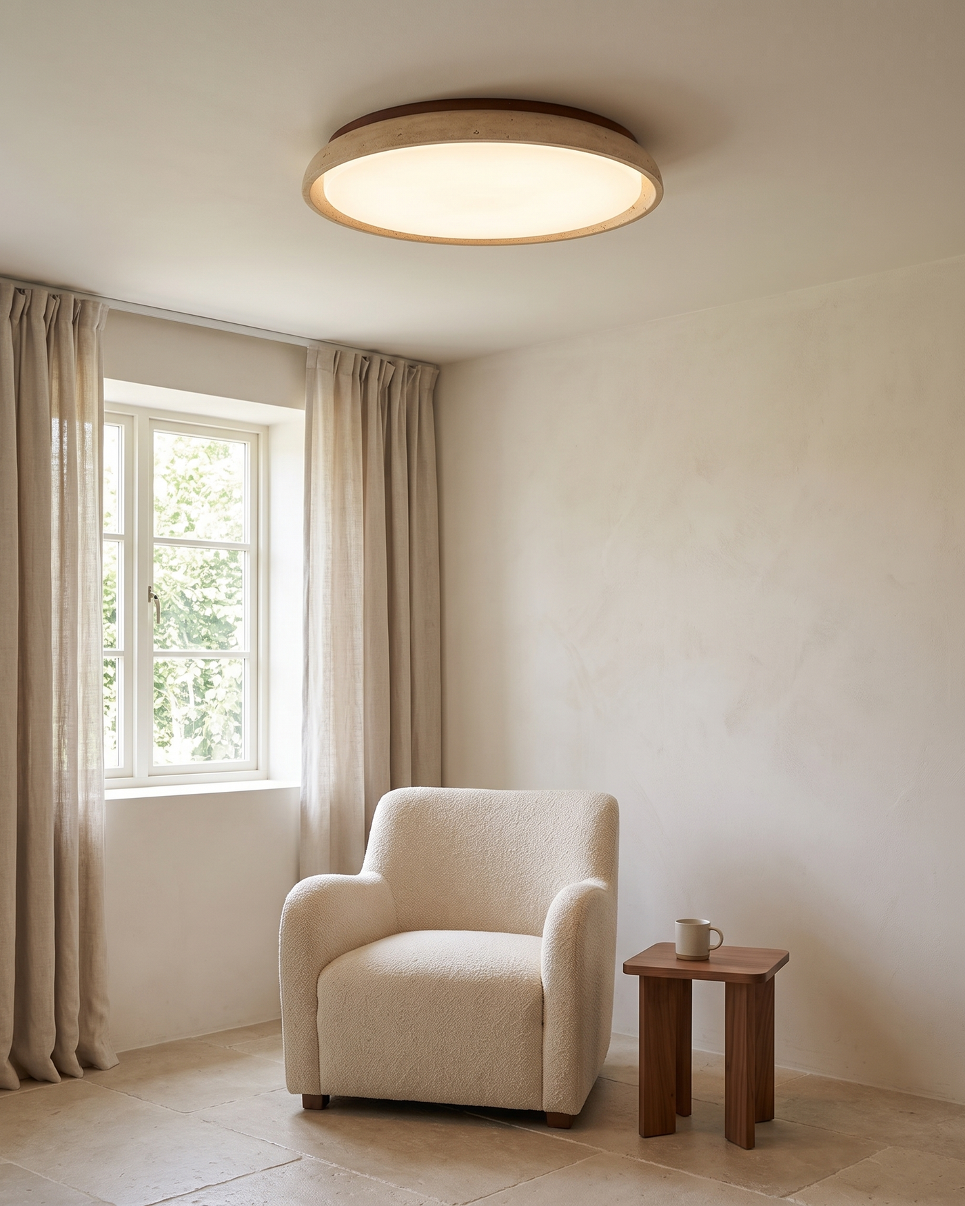 Pietra Walnut Travertine Ceiling Light