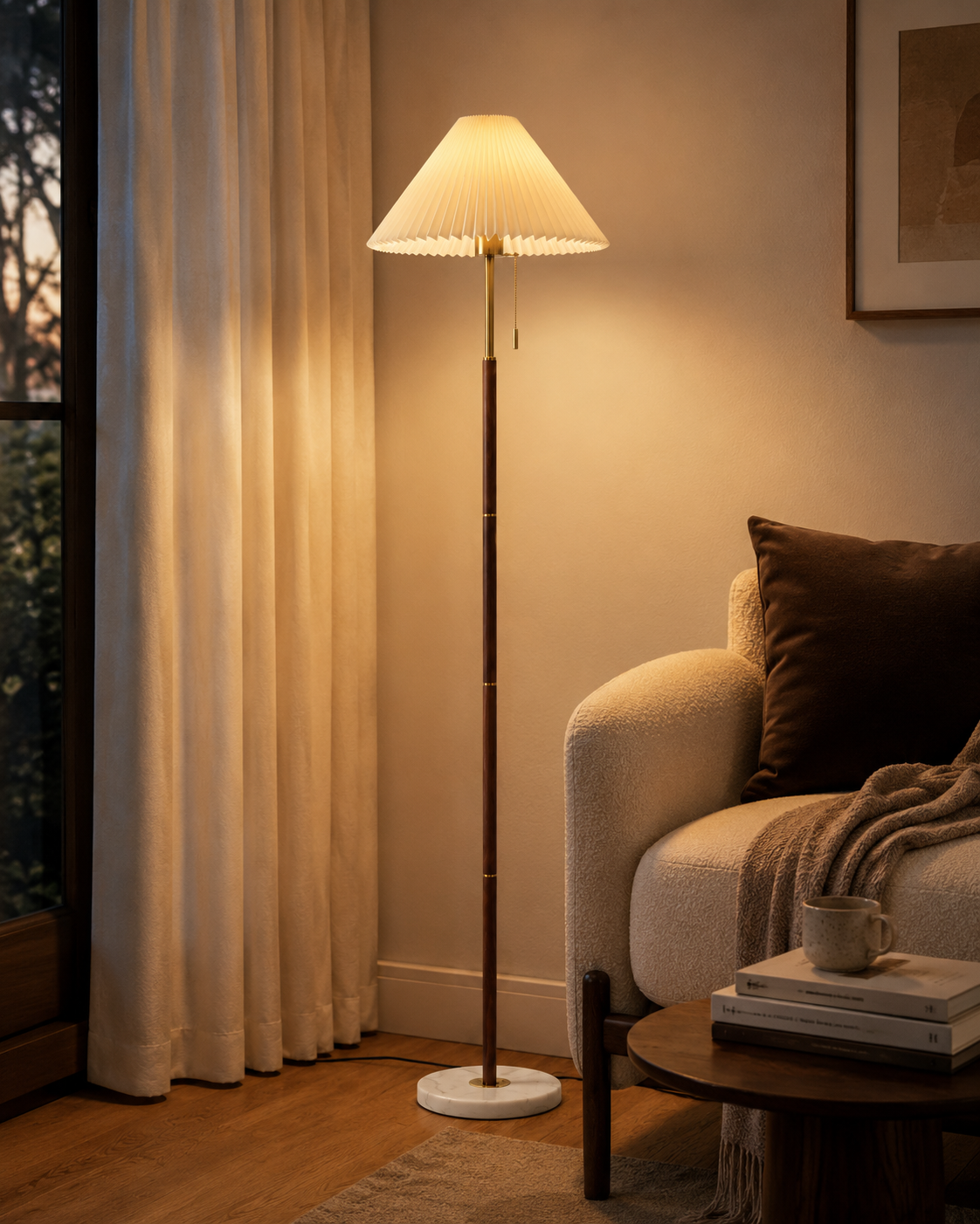 Maribel Vintage Pleated Floor Lamp