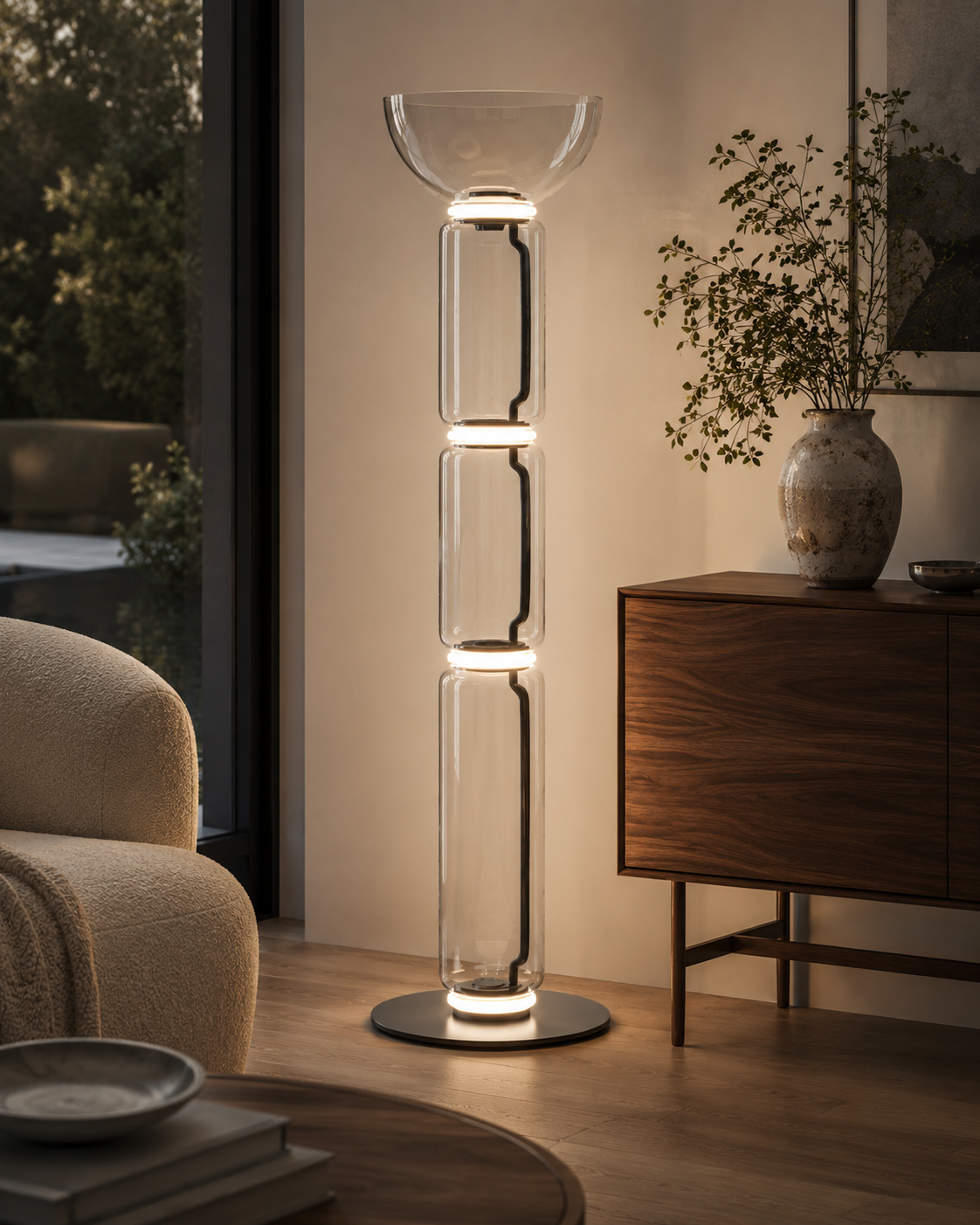 Clarion Bamboo Glass Floor Lamp