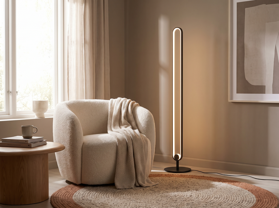 Haloform Modern Minimalist LED Standing Oval Floor Lamp — Modern Warmth