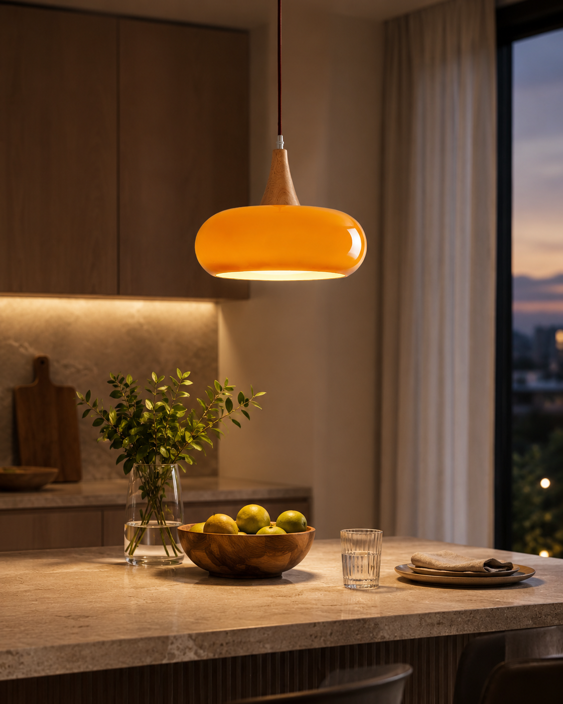 Solara Kitchen Island Linear Glass Pendant Light