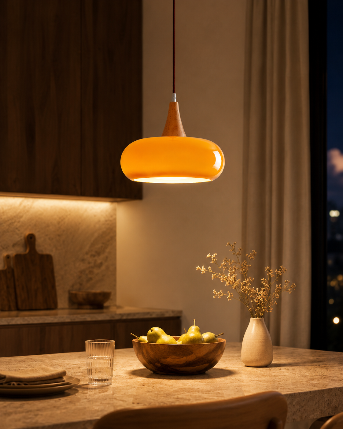 Solara Kitchen Island Linear Glass Pendant Light