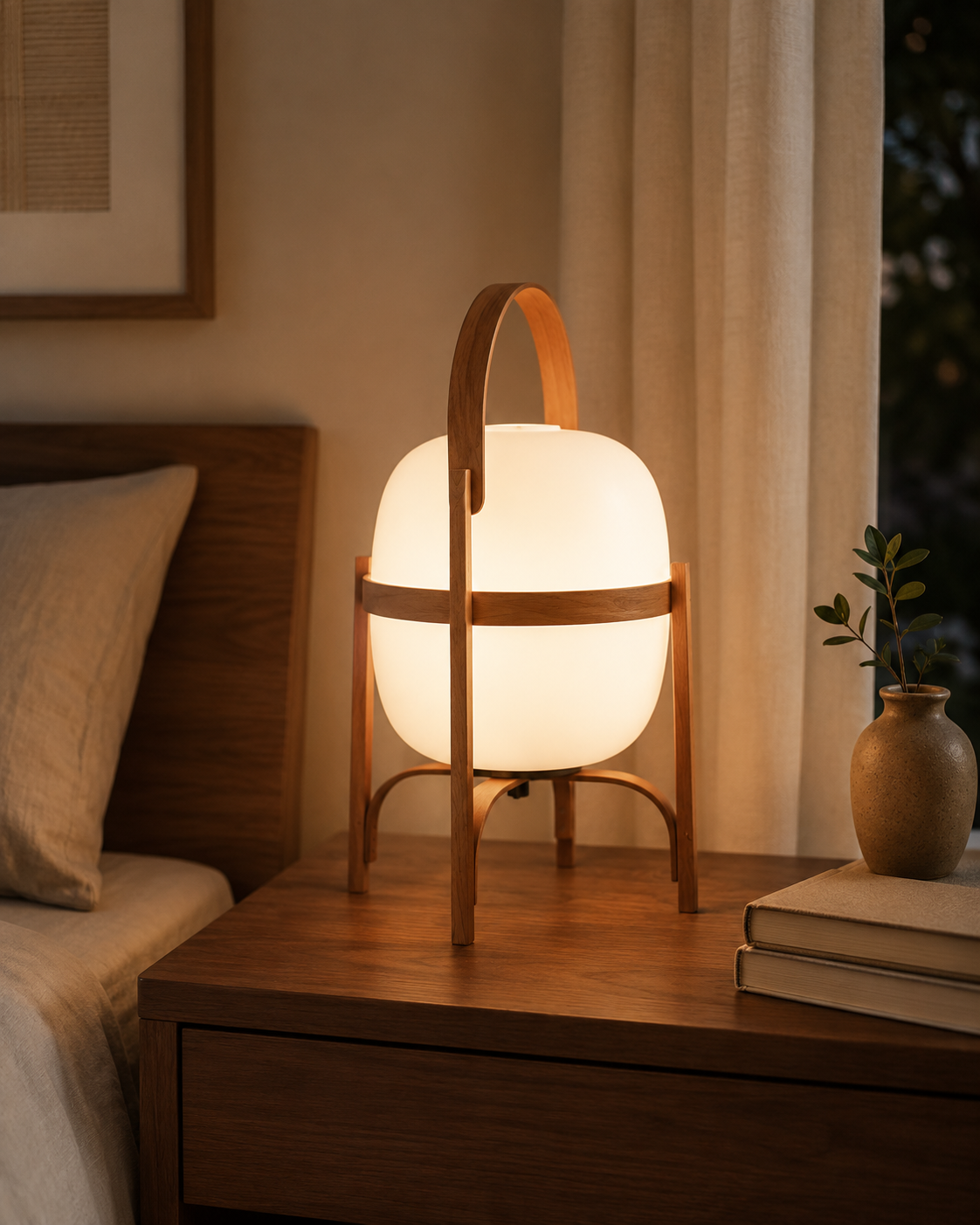 Linden Portable Lantern Glass Table Lamp