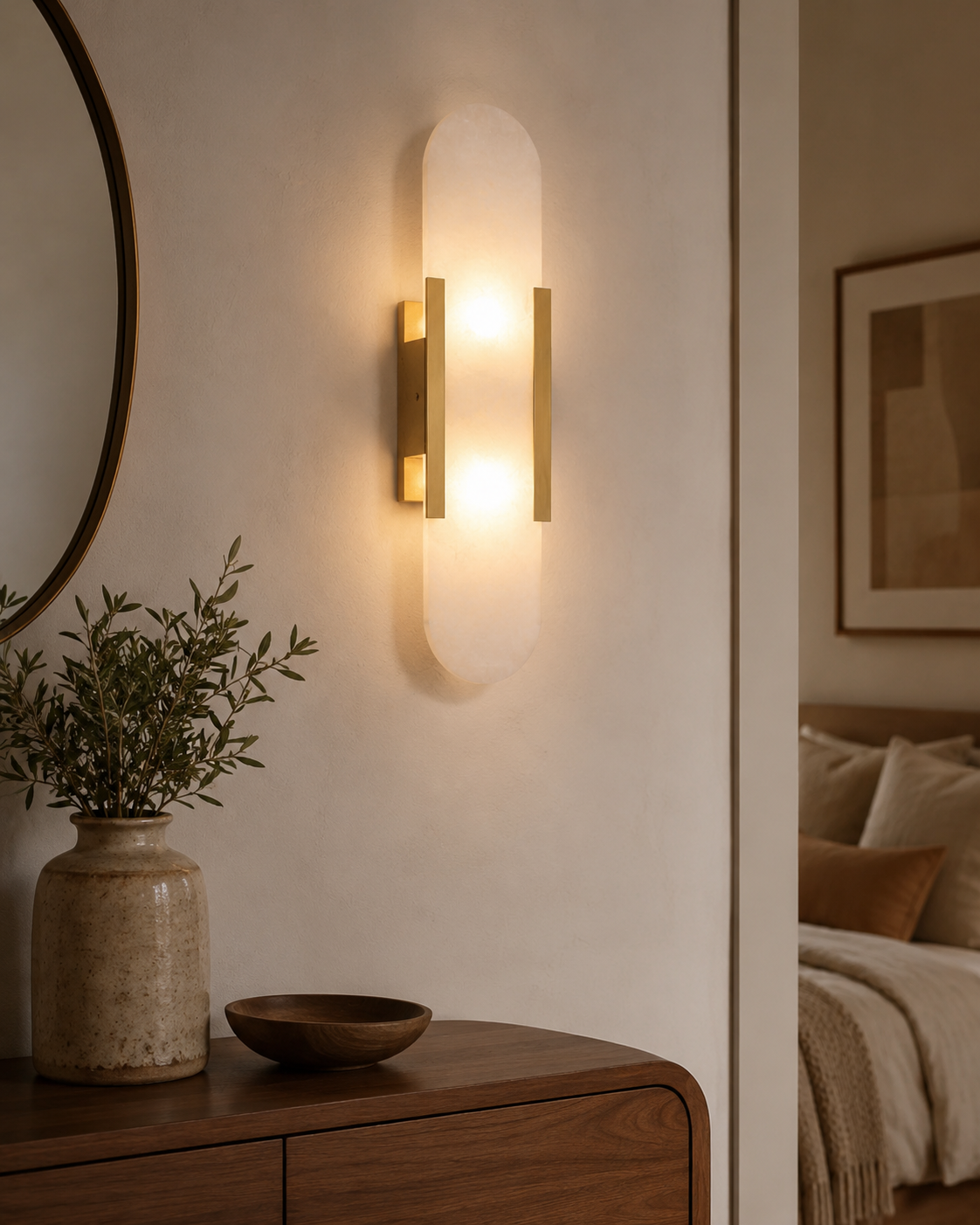 Celestine Alabaster Oblong Wall Sconce