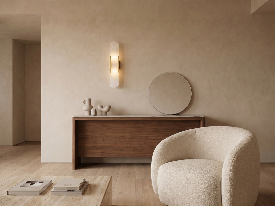 Celestine Alabaster Oblong Wall Sconce — Modern Warmth