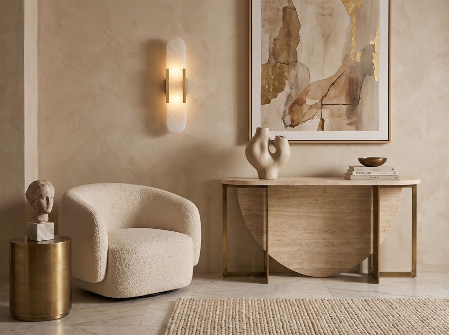 Celestine Alabaster Oblong Wall Sconce — Sculptural Statement