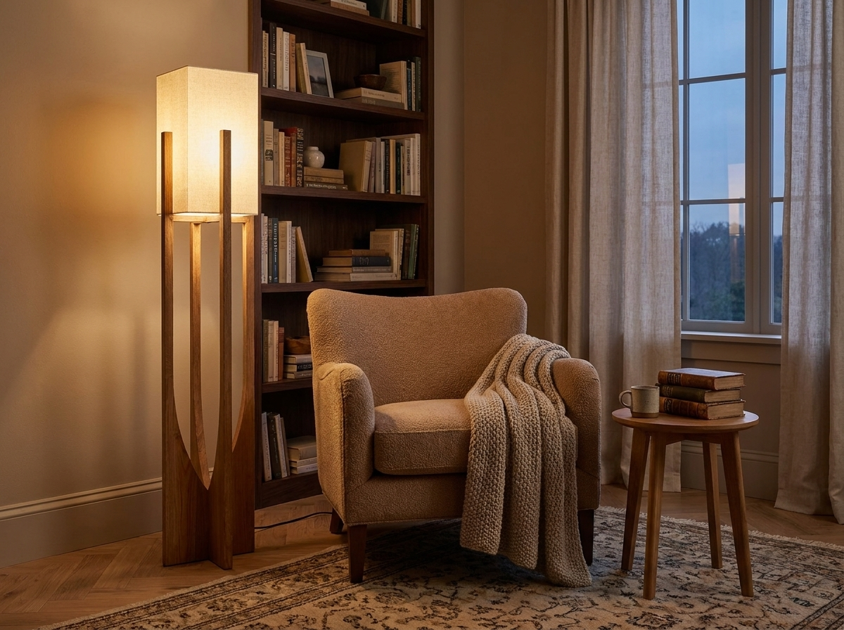 Cedarline Fairbanks Floor Lamp in a styled room