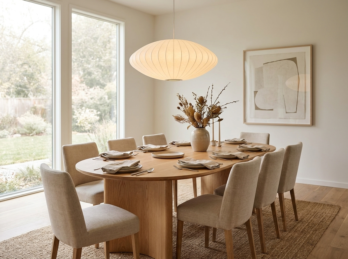 Cloudmere Minimalist White Bubble Hanging Pendant Light in a styled room