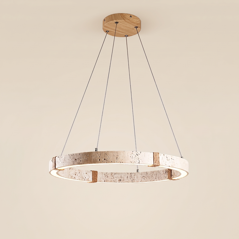 Terralune Travertine Ring Pendant Light