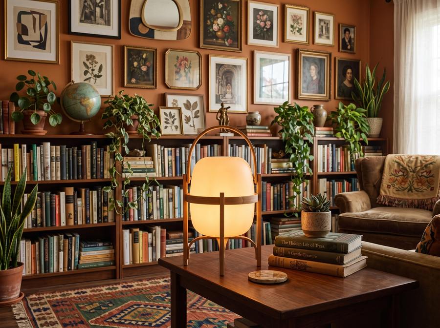 Linden Portable Lantern Glass Table Lamp — Cozy Maximalism