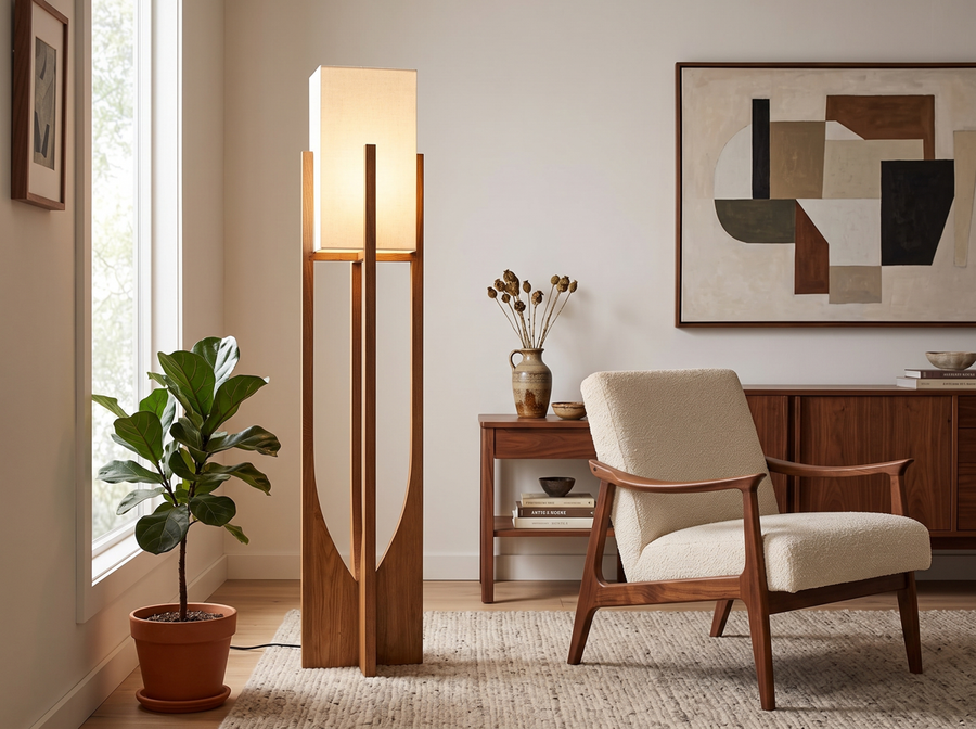 Cedarline Fairbanks Floor Lamp — Mid-Century Warmth