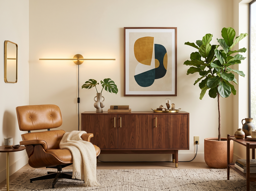 Elaris Linear Wall Light — Mid-Century Warmth