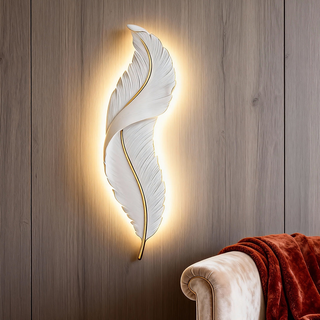 Feather White Resin LED Wall Light