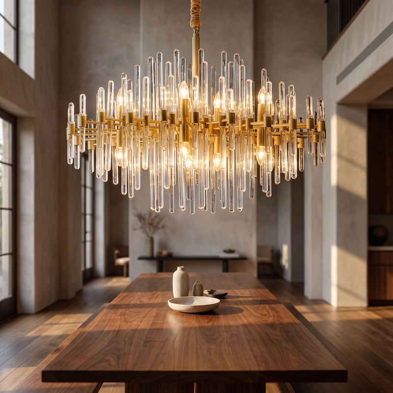 Devanne Brass Crystal Rod Chandelier