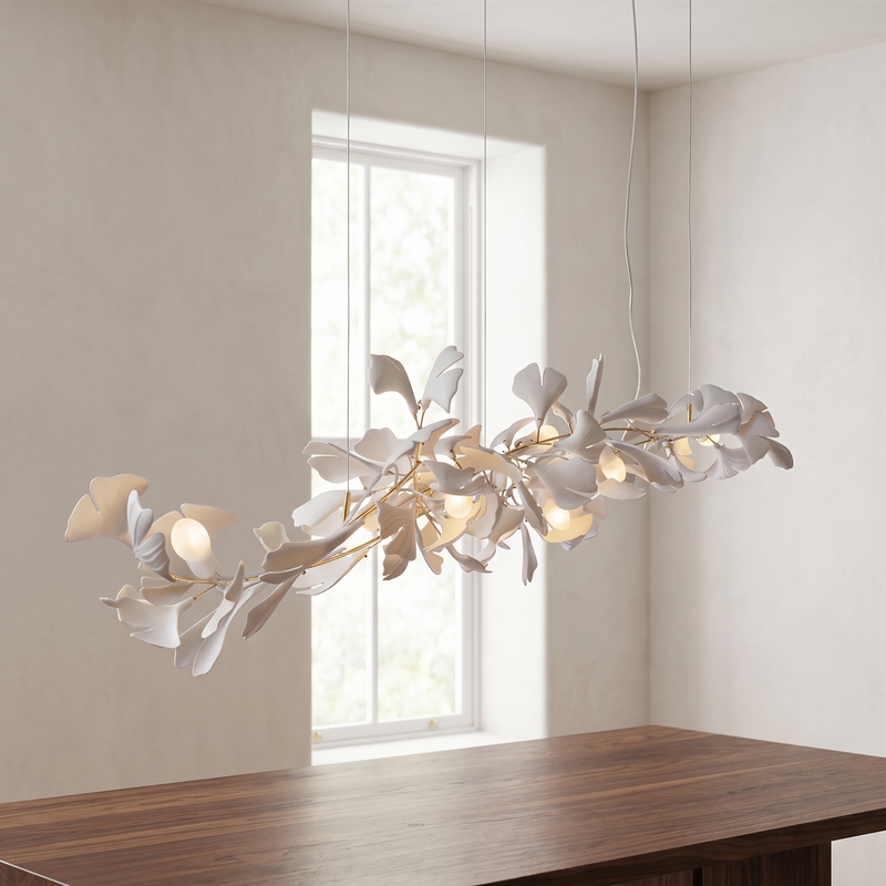 Zephrine Porcelain Leaf Linear Chandelier