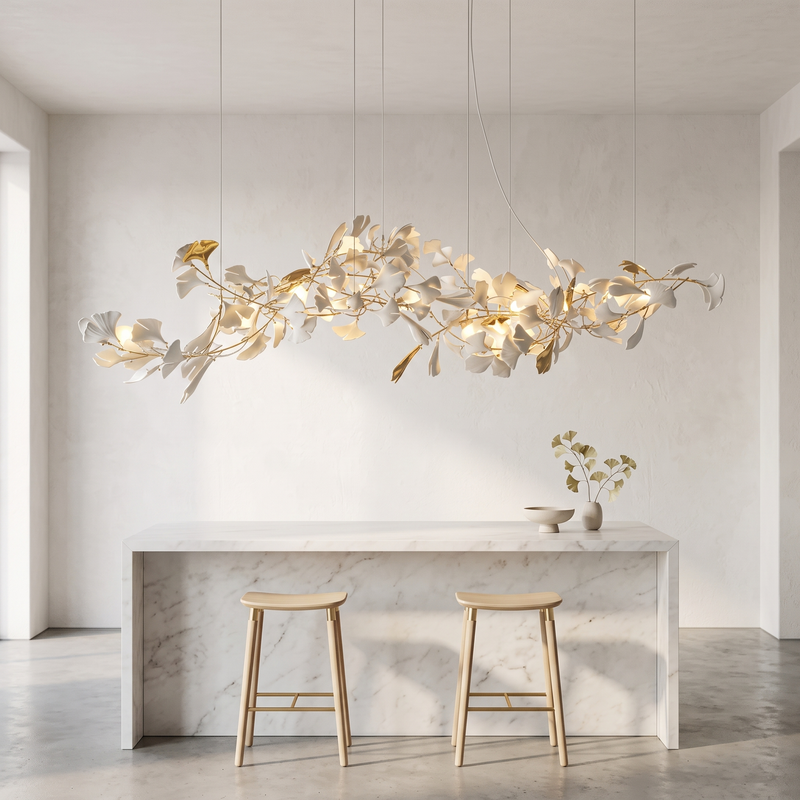 Kiralle Porcelain Ginkgo Linear Chandelier