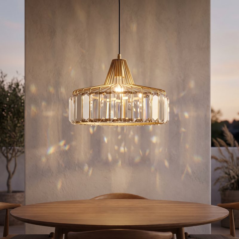 Klarisse Crystal Prism Drum Pendant Light