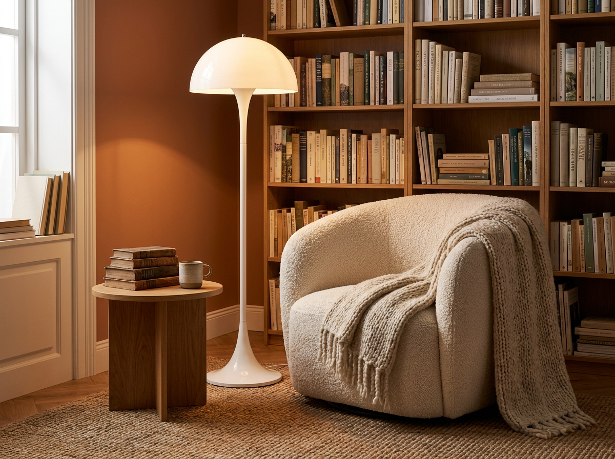 Orla Mushroom Floor Lamp Modern Dome Lamp in a styled room