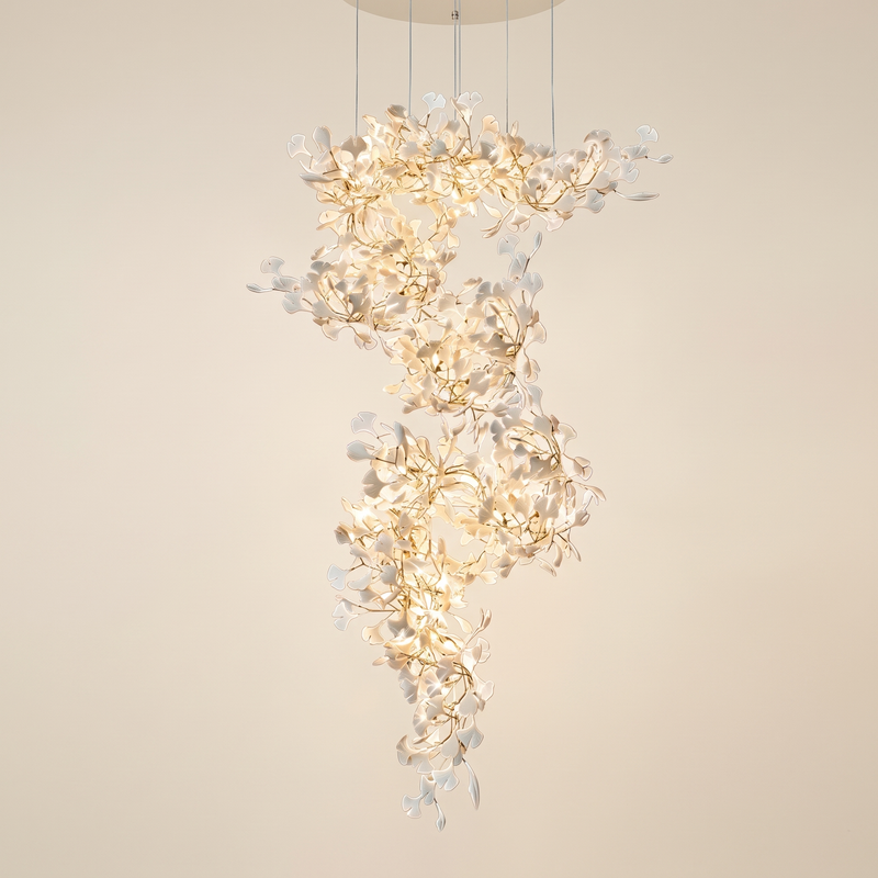 Ormelle Spiral Porcelain Leaf Chandelier