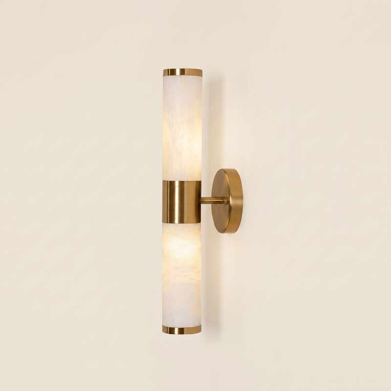 Sauvelle Twin Alabaster Shade Wall Sconce