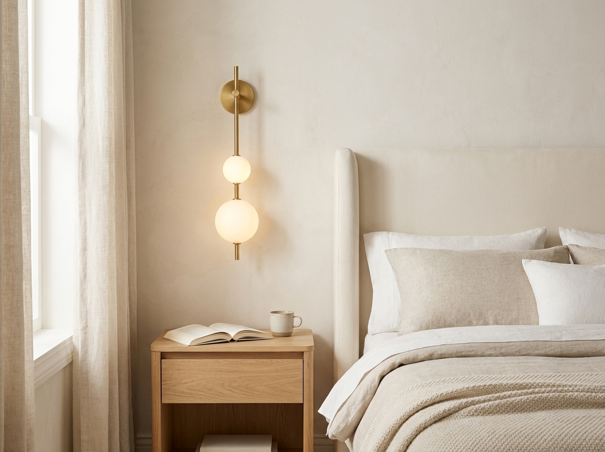 Solenne Vertical Globe Wall Light in a styled room