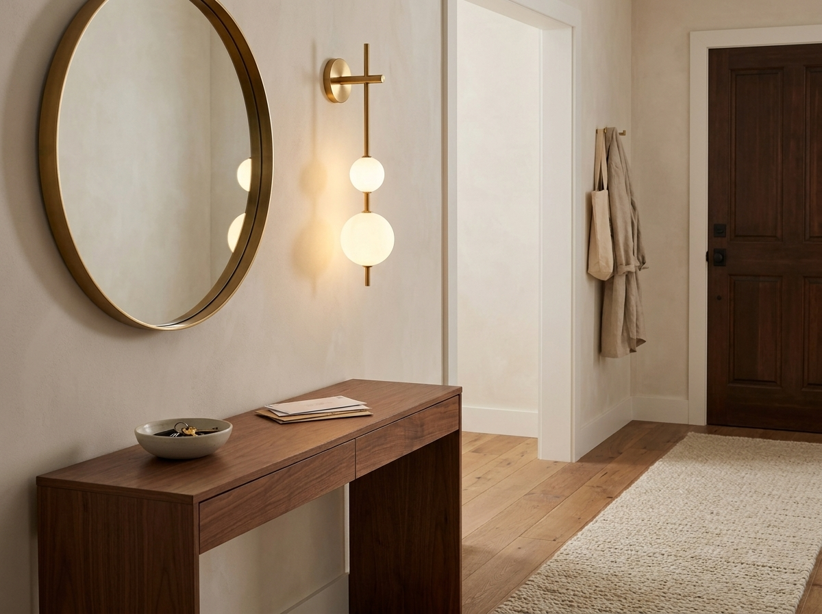 Solenne Vertical Globe Wall Light in a styled room