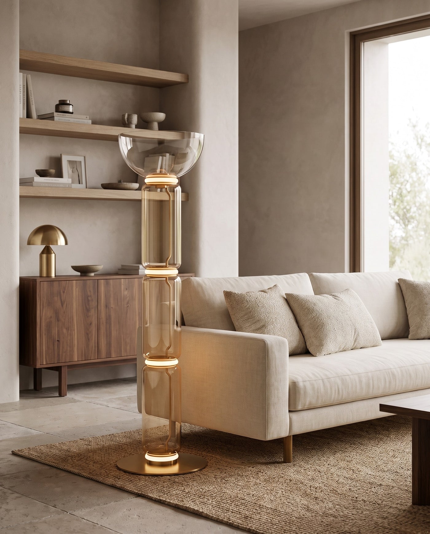 Clarion Bamboo Glass Floor Lamp