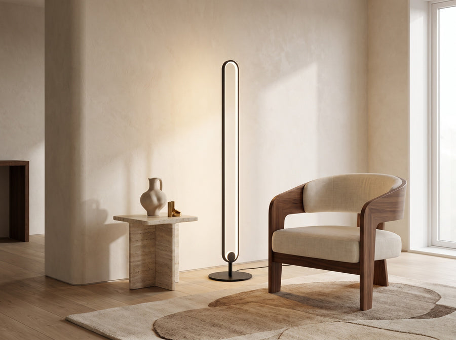 Haloform Modern Minimalist LED Standing Oval Floor Lamp &mdash; Sculptural Statement