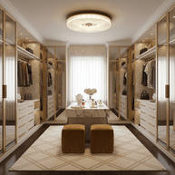 Ayla LED Flush Mount Ceiling Light lit on the ceiling of a bright minimal interior