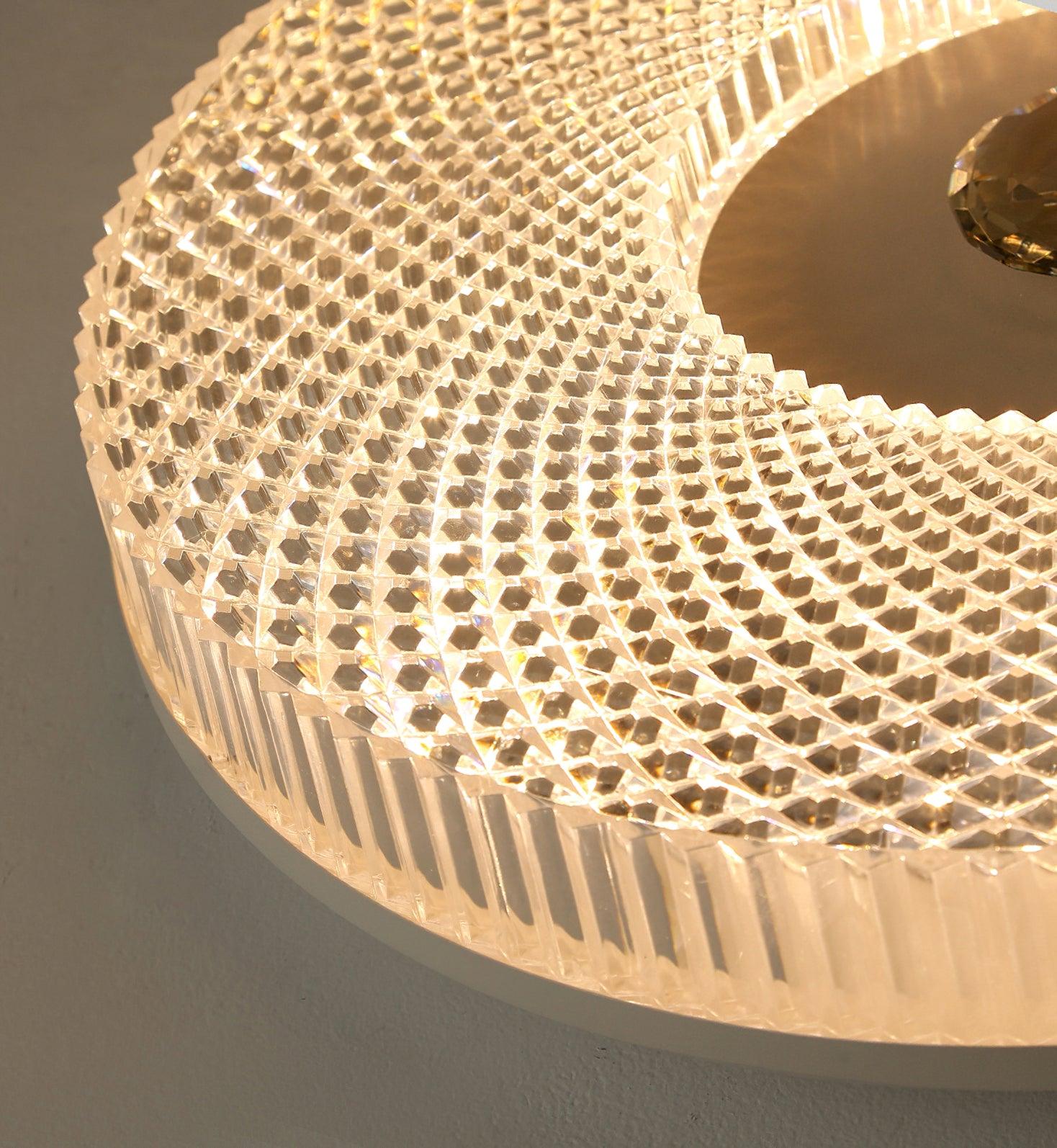 Ayla LED Flush Mount Ceiling Light in white, detail of the acrylic surface and white rim