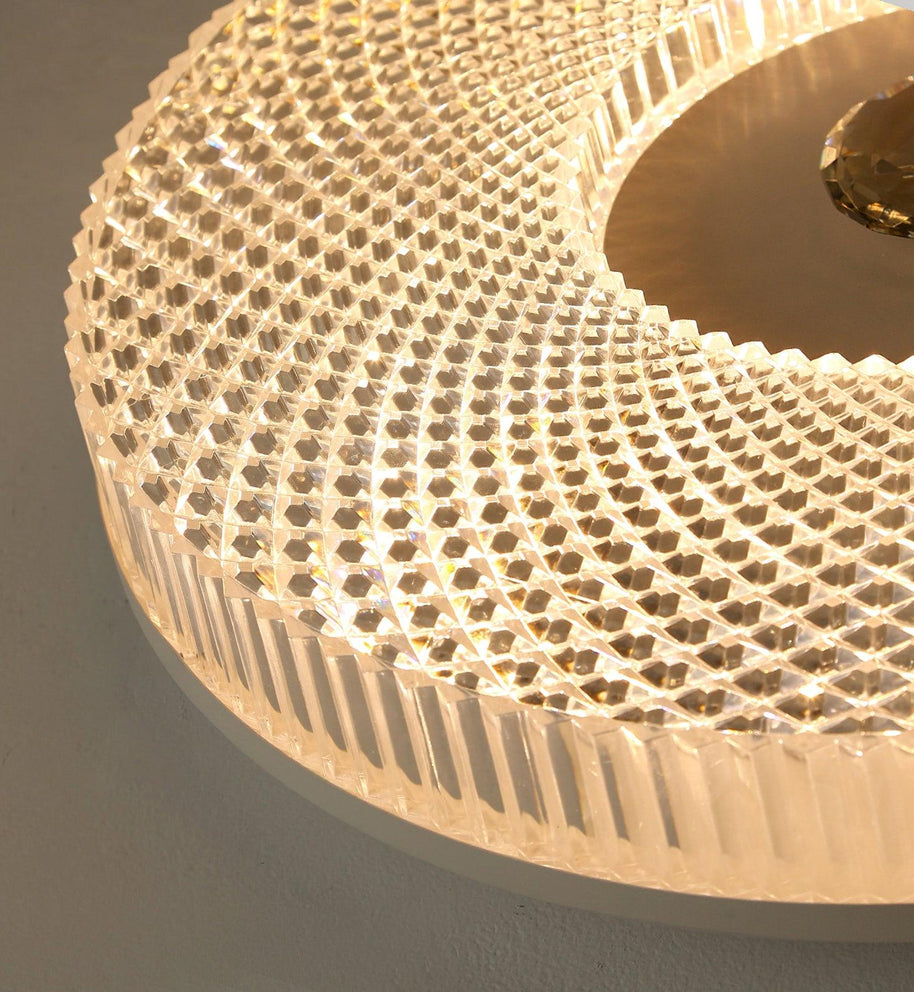 Ayla LED Flush Mount Ceiling Light in white, detail of the acrylic surface and white rim