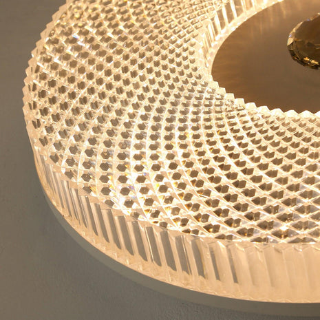 Ayla LED Flush Mount Ceiling Light in white, detail of the acrylic surface and white rim