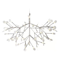 Comvilo firefly LED chandelier in black, wide spread of the branching arms and leaf-shaped diffusers on a plain background