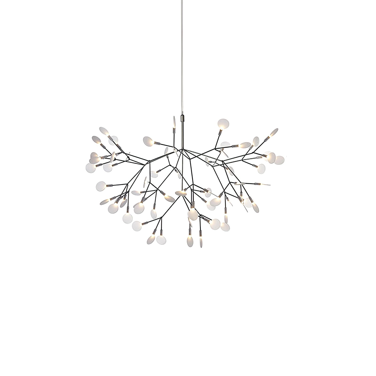 Comvilo firefly LED chandelier in black, full branching fixture shown on a plain white background