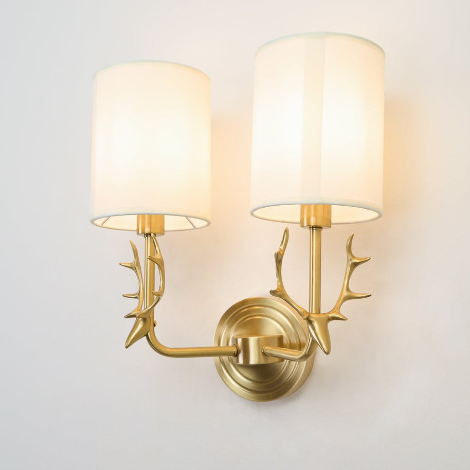 Brass Deer Head Wall Light