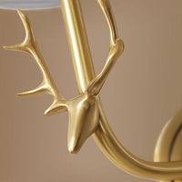 Brass Deer Head Wall Light