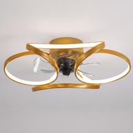 Comvilo Flower Ceiling Fan with Light Modern LED Recessed Light in gold, installed in a plain interior.