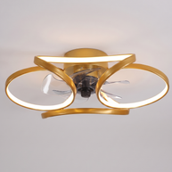 Comvilo Flower Ceiling Fan with Light Modern LED Recessed Light in gold, shown lit.