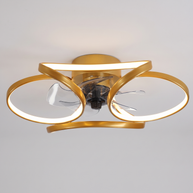 Comvilo Flower Ceiling Fan with Light Modern LED Recessed Light in gold, at a three-quarter studio angle.