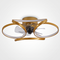Comvilo Flower Ceiling Fan with Light Modern LED Recessed Light in gold, showing construction and ceiling mount.