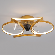 Comvilo Flower Ceiling Fan with Light Modern LED Recessed Light in gold, in profile from an alternate angle.