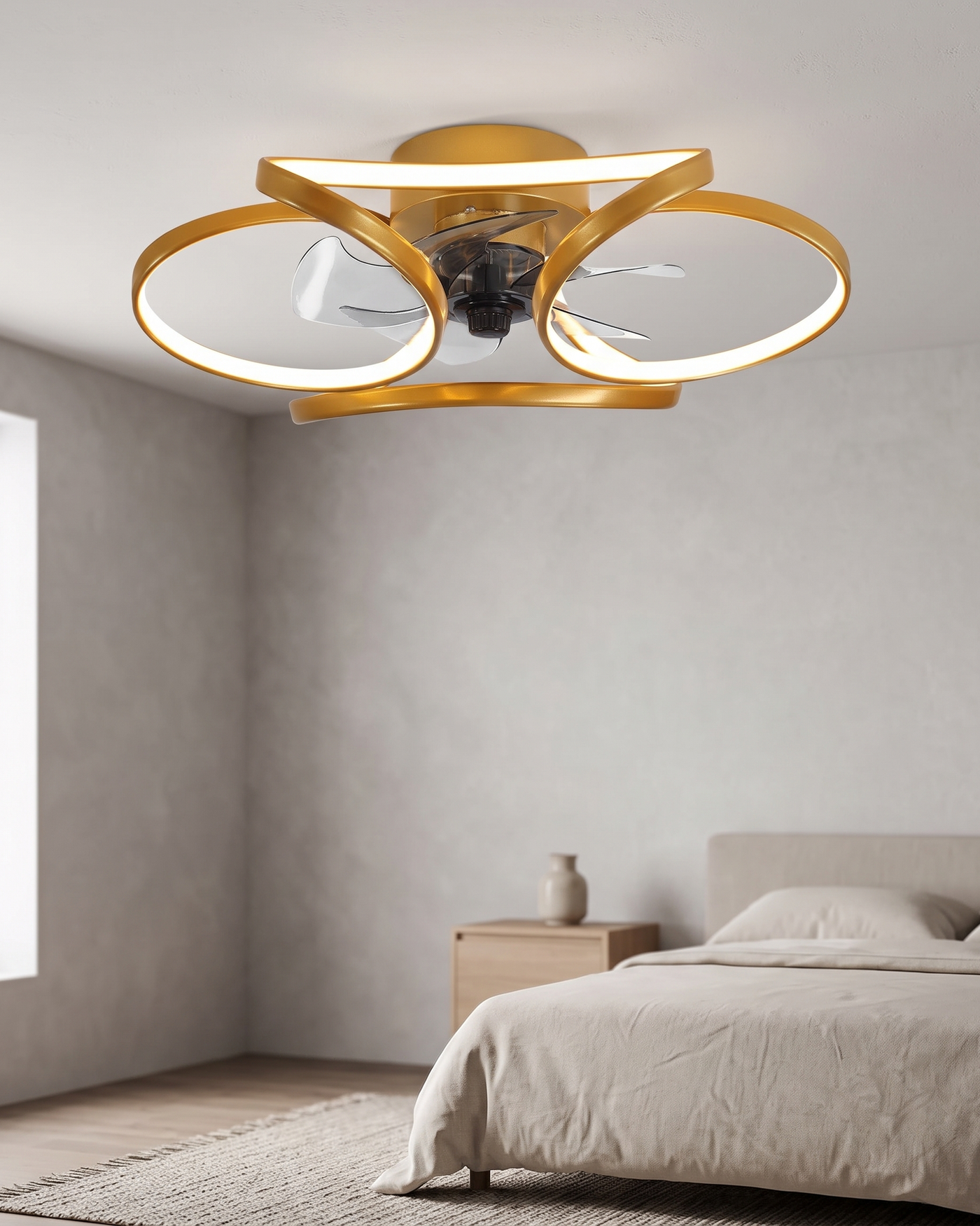 Comvilo Flower Ceiling Fan with Light Modern LED Recessed Light