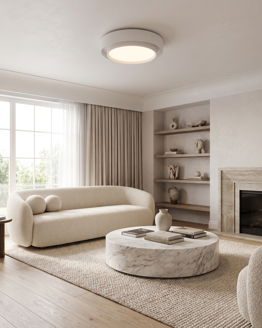 Comvilo Melody Ceiling Lamp in White, portrait product view