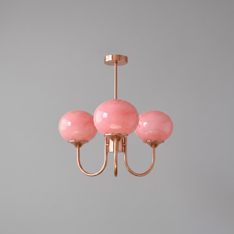 Comvilo Marshmallow Chandelier in Copper and Pink, secondary full-product view