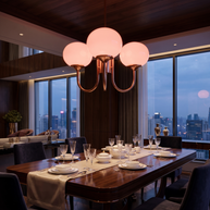 Comvilo Marshmallow Chandelier in Copper and Pink, portrait product view