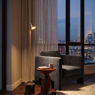 Comvilo Soreluna Floor Lamp in Gold and Black, portrait product view