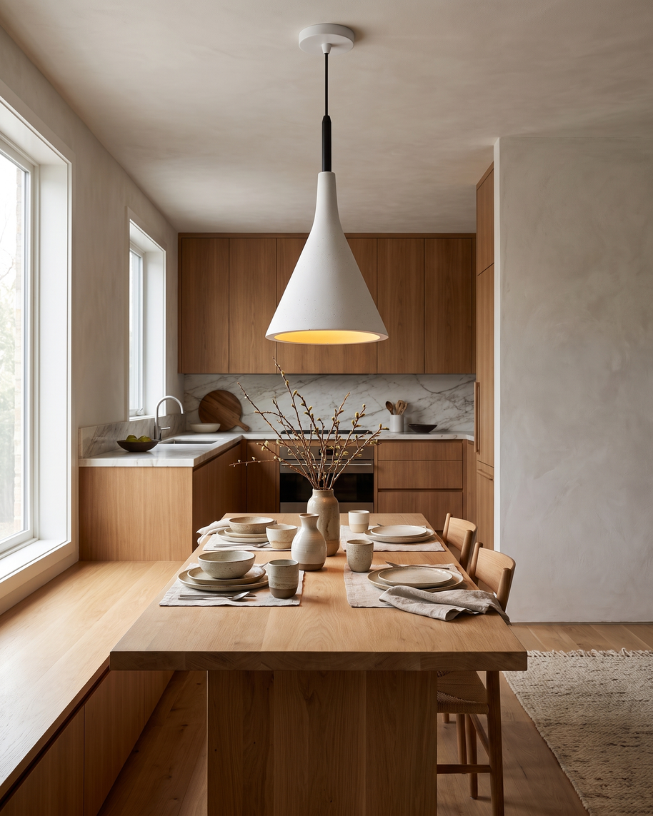 Comvilo Conical Pendant Light in White, portrait product view