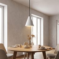 Comvilo Conical Pendant Light in White, portrait product view