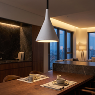 Comvilo Conical Pendant Light in White, portrait product view