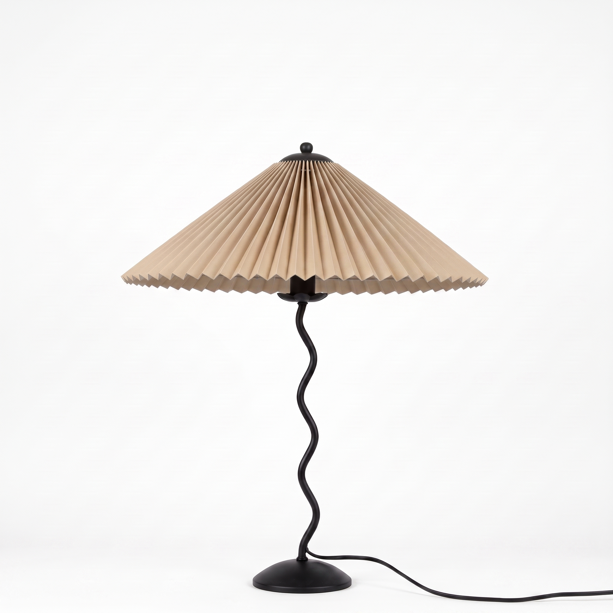 Ondine Pleated Table Lamp in Black and Beige, secondary full-product view